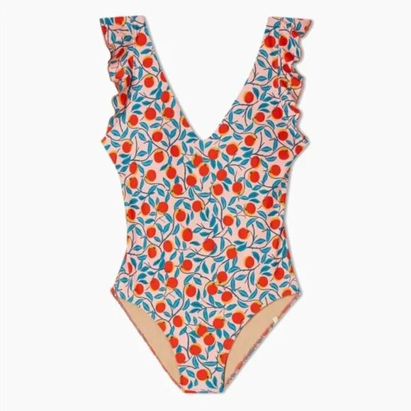 DVF for Summersalt Peach Ruffle Backflip Swimsuit One Piece size 20 - Picture 2 of 10